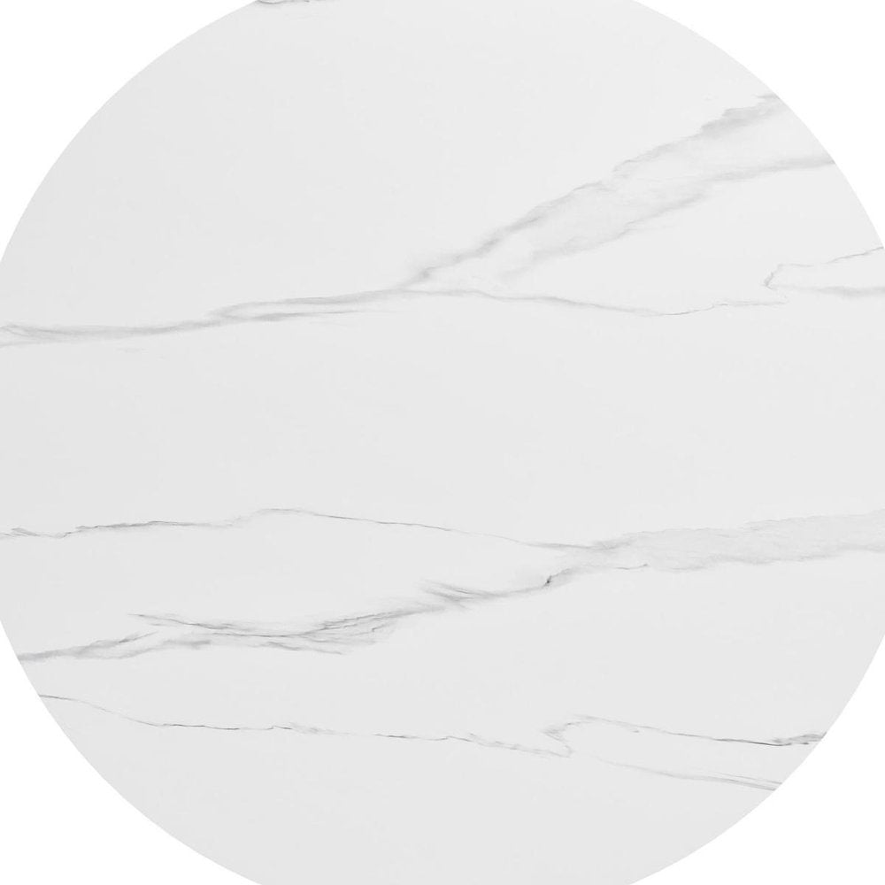 48" White Sintered Stone And Aluminum Round Top Dining Table — view 8