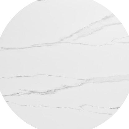48" White Sintered Stone And Aluminum Round Top Dining Table HomeRoots