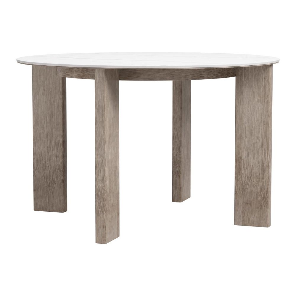 48" White Sintered Stone And Aluminum Round Top Dining Table HomeRoots