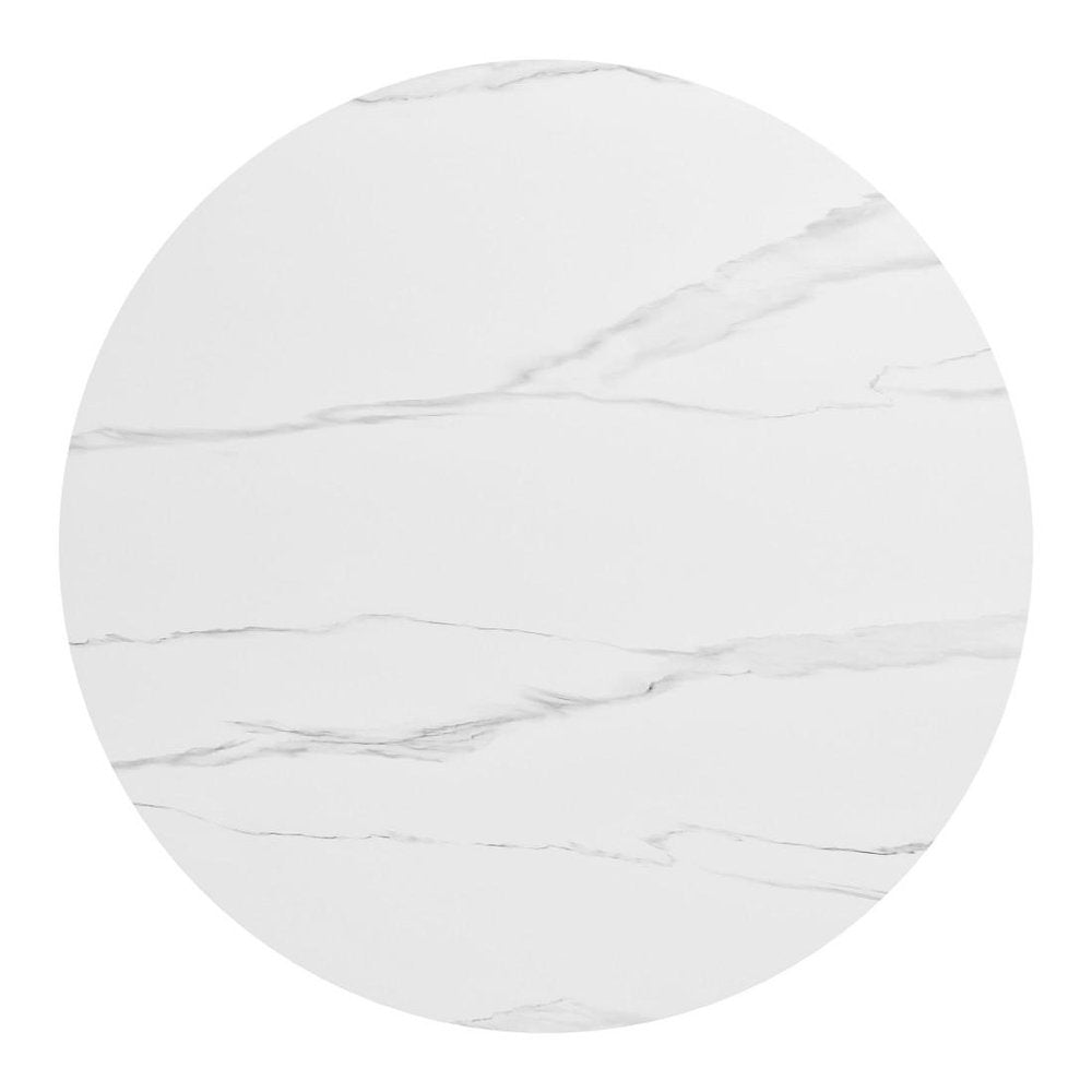 48" White Sintered Stone And Aluminum Round Top Dining Table — view 3