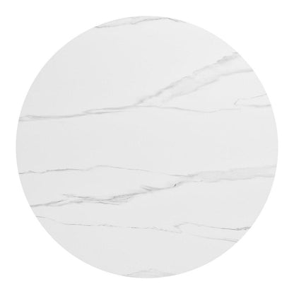 48" White Sintered Stone And Aluminum Round Top Dining Table HomeRoots