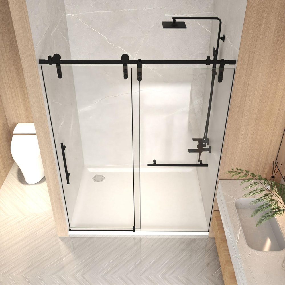 76" X 54" Tempered Glass Shower Door HomeRoots