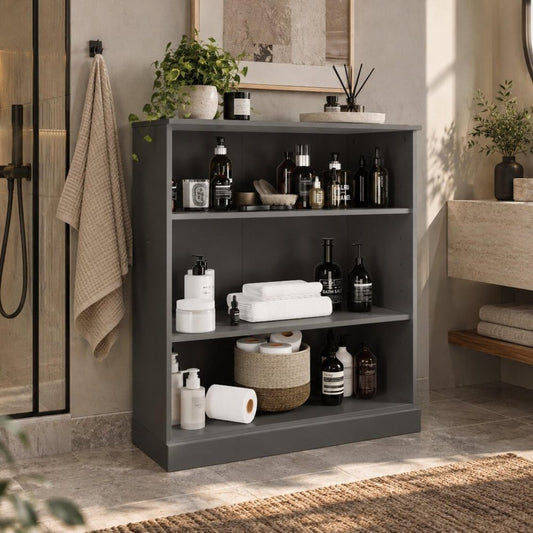 32" Gray Solid Wood Linen Cabinet HomeRoots