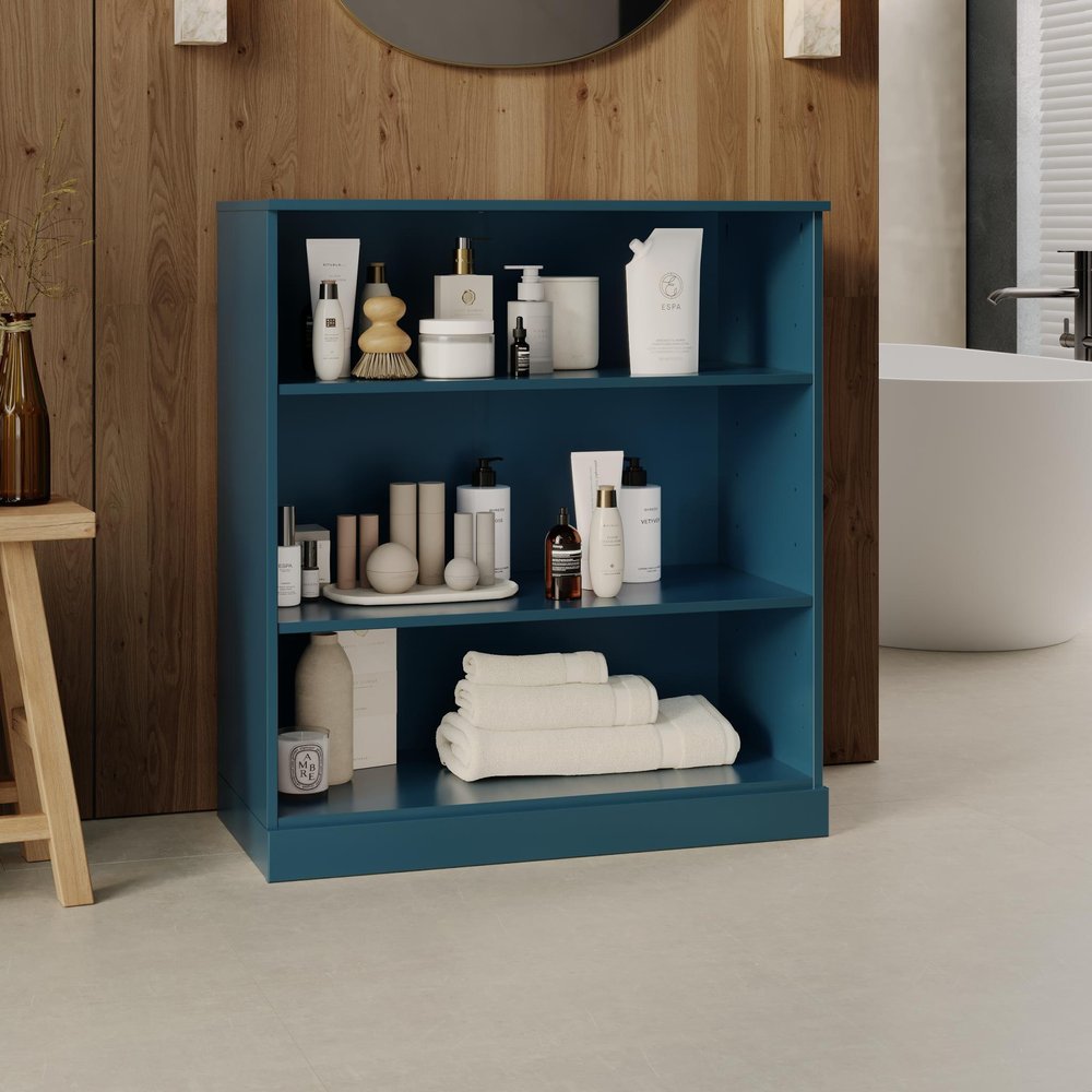 32" Teal Blue Solid Wood Linen Cabinet HomeRoots
