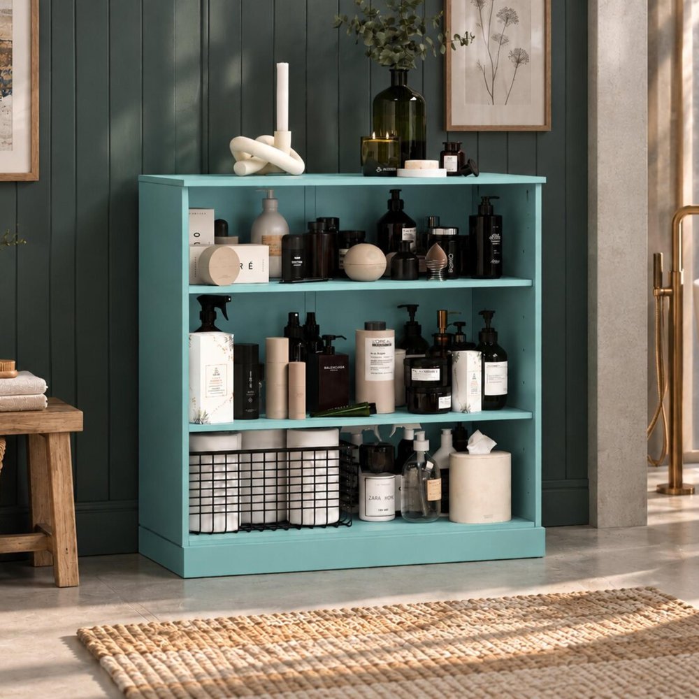 32" Aqua Solid Wood Linen Cabinet — view 1