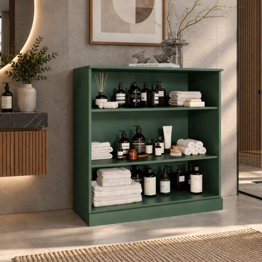 32" Green Solid Wood Linen Cabinet — view 1