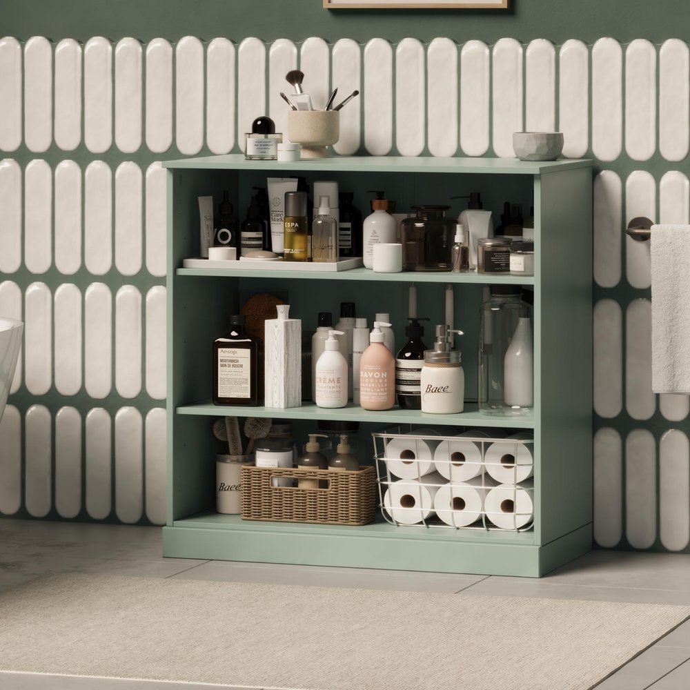 32" Sage Solid Wood Linen Cabinet — view 2