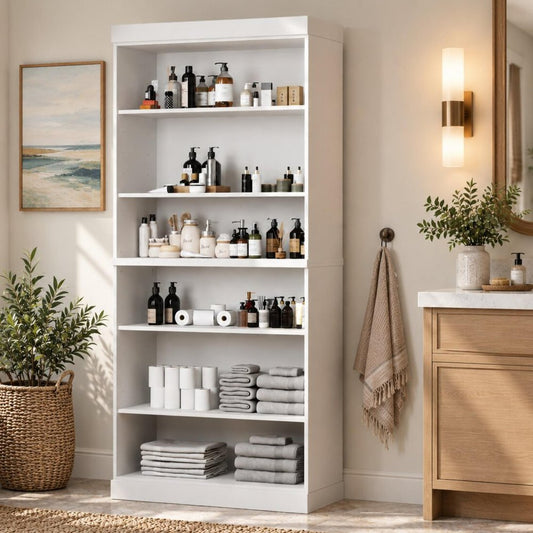 32" White Solid Wood Linen Cabinet HomeRoots