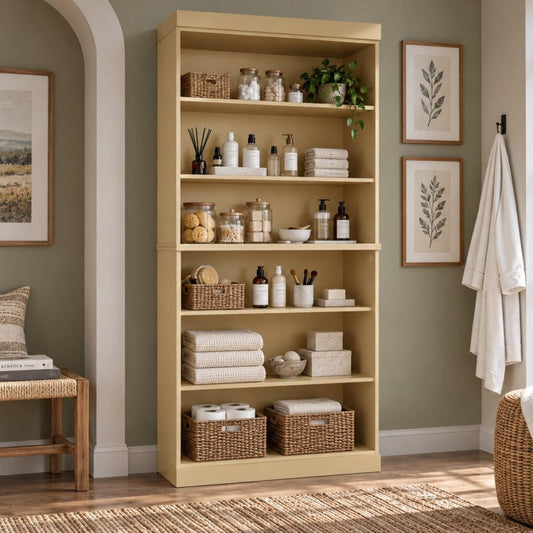 32" Yellow Solid Wood Linen Cabinet HomeRoots