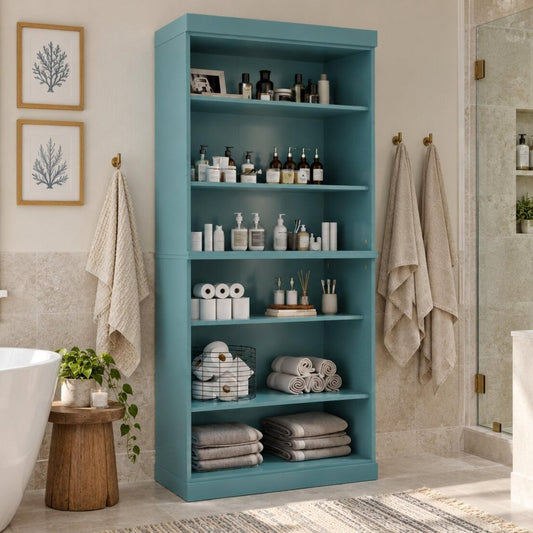 32" Aqua Solid Wood Linen Cabinet HomeRoots