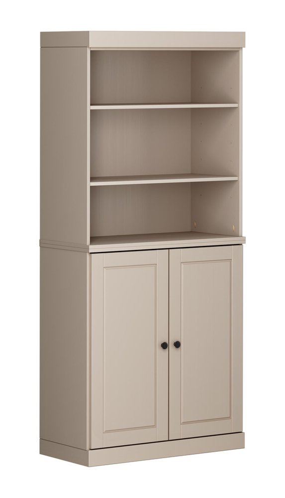 32" Beige Solid Wood Raised Panel Double Door Linen Cabinet — view 1