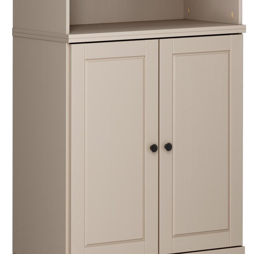 32" Beige Solid Wood Raised Panel Double Door Linen Cabinet — view 4