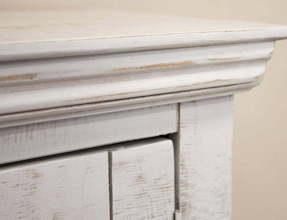 74" Ivory Distressed Wood Sideboard With Four Doors — view 3