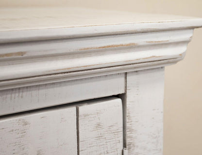 74" Ivory Distressed Wood Sideboard With Four Doors HomeRoots