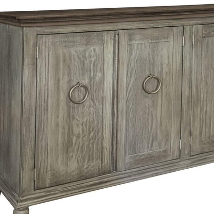 74" Olive Green Distressed Wood Sideboard With Four Doors HomeRoots