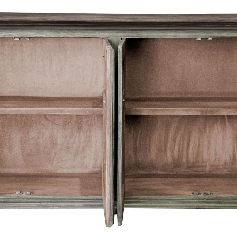 74" Olive Green Distressed Wood Sideboard With Four Doors HomeRoots