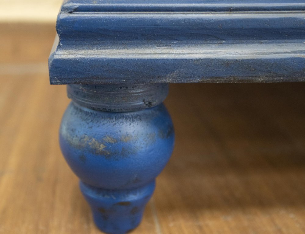 74" Blue And Dark Blue Distressed Wood Sideboard With Four Doors HomeRoots