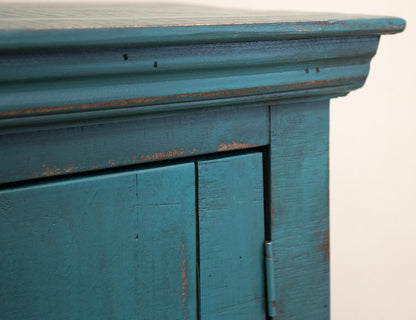 74" Green Distressed Wood Sideboard With Four Doors HomeRoots