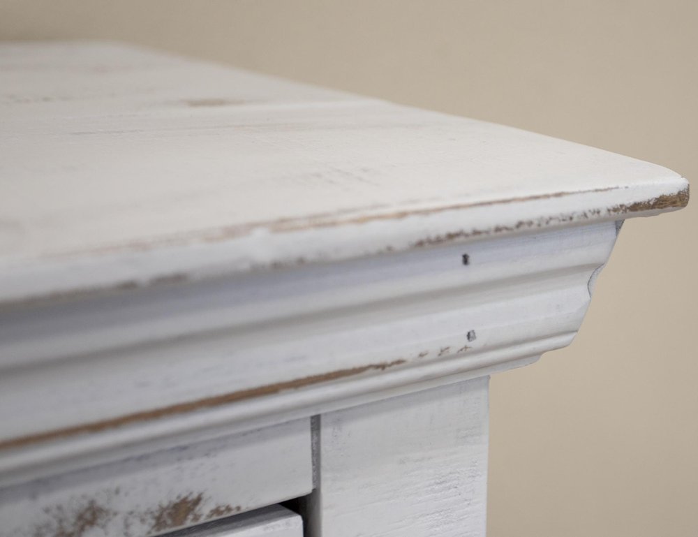74" White Distressed Wood Sideboard With Four Doors HomeRoots