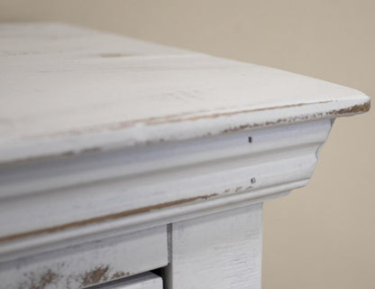 74" White Distressed Wood Sideboard With Four Doors HomeRoots