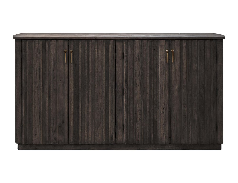 61" Black Distressed Wood Sideboard With Four Doors HomeRoots
