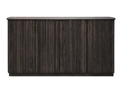 61" Black Distressed Wood Sideboard With Four Doors HomeRoots