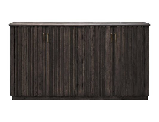 61" Black Distressed Wood Sideboard With Four Doors