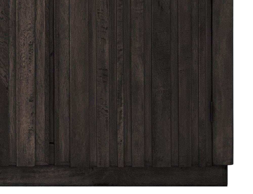 61" Black Distressed Wood Sideboard With Four Doors HomeRoots
