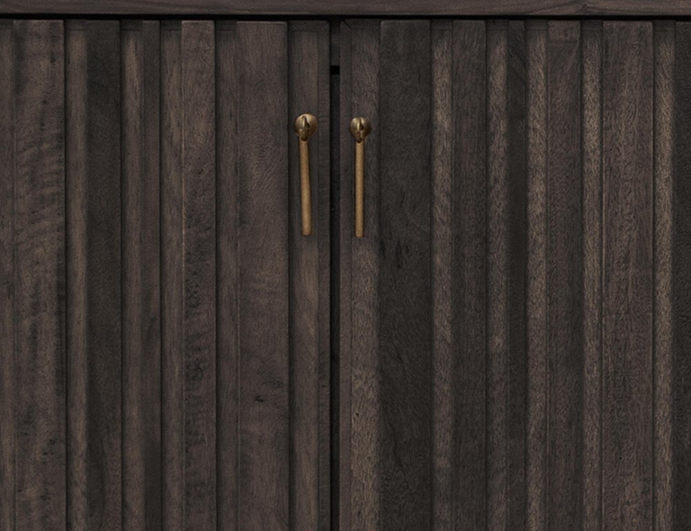 61" Black Distressed Wood Sideboard With Four Doors — view 4