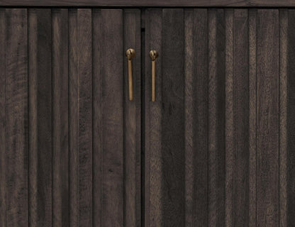 61" Black Distressed Wood Sideboard With Four Doors HomeRoots