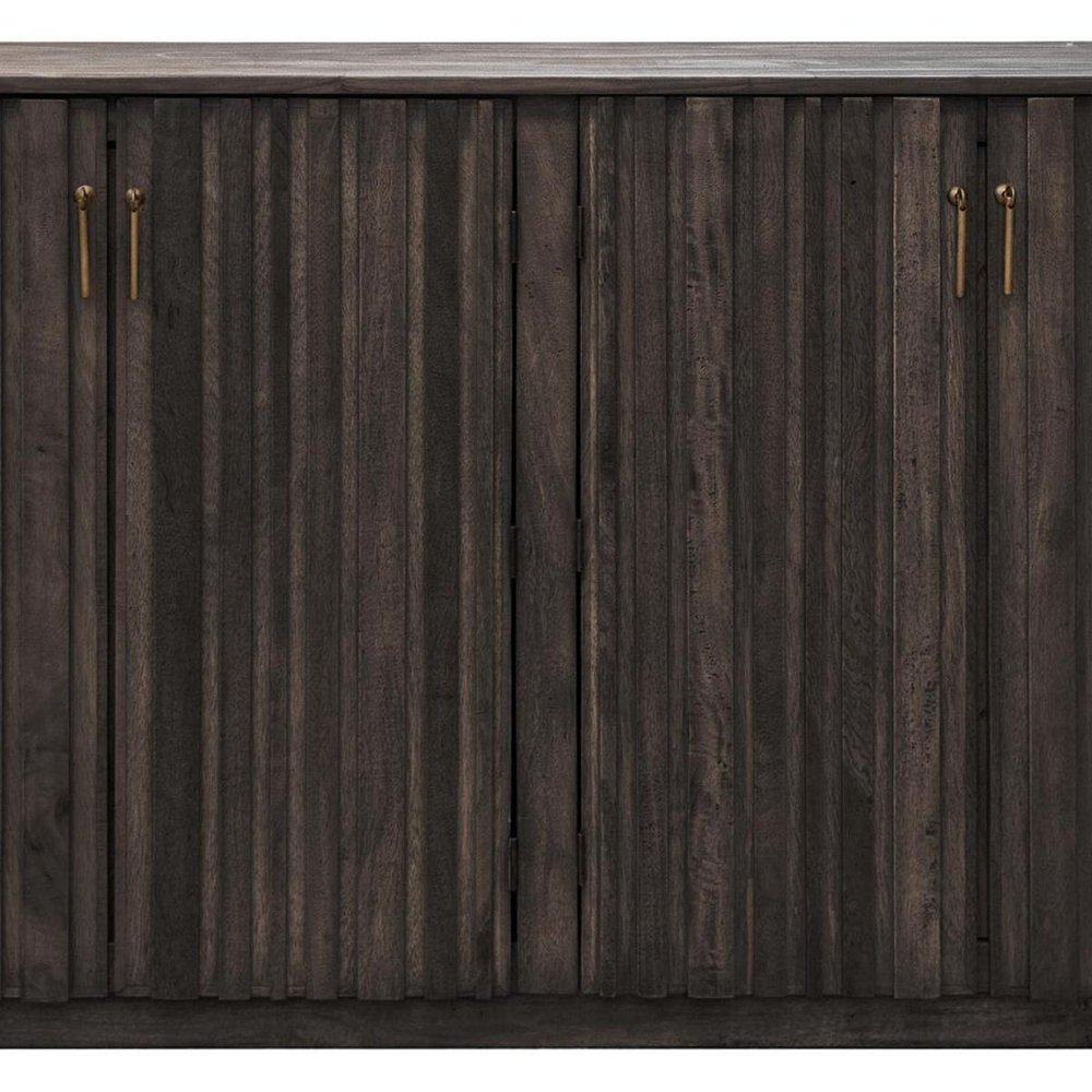 61" Black Distressed Wood Sideboard With Four Doors HomeRoots