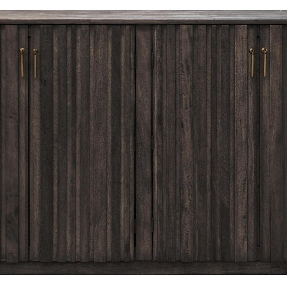 61" Black Distressed Wood Sideboard With Four Doors — view 7