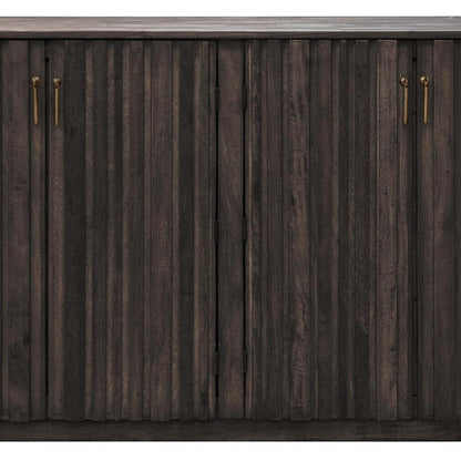 61" Black Distressed Wood Sideboard With Four Doors HomeRoots