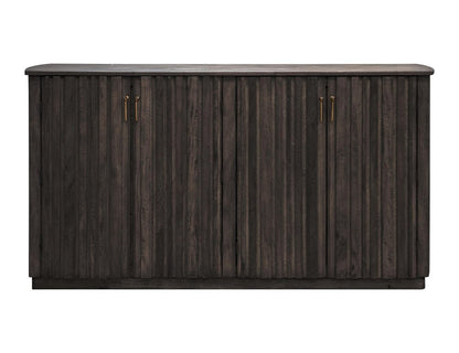 61" Black Distressed Wood Sideboard With Four Doors HomeRoots