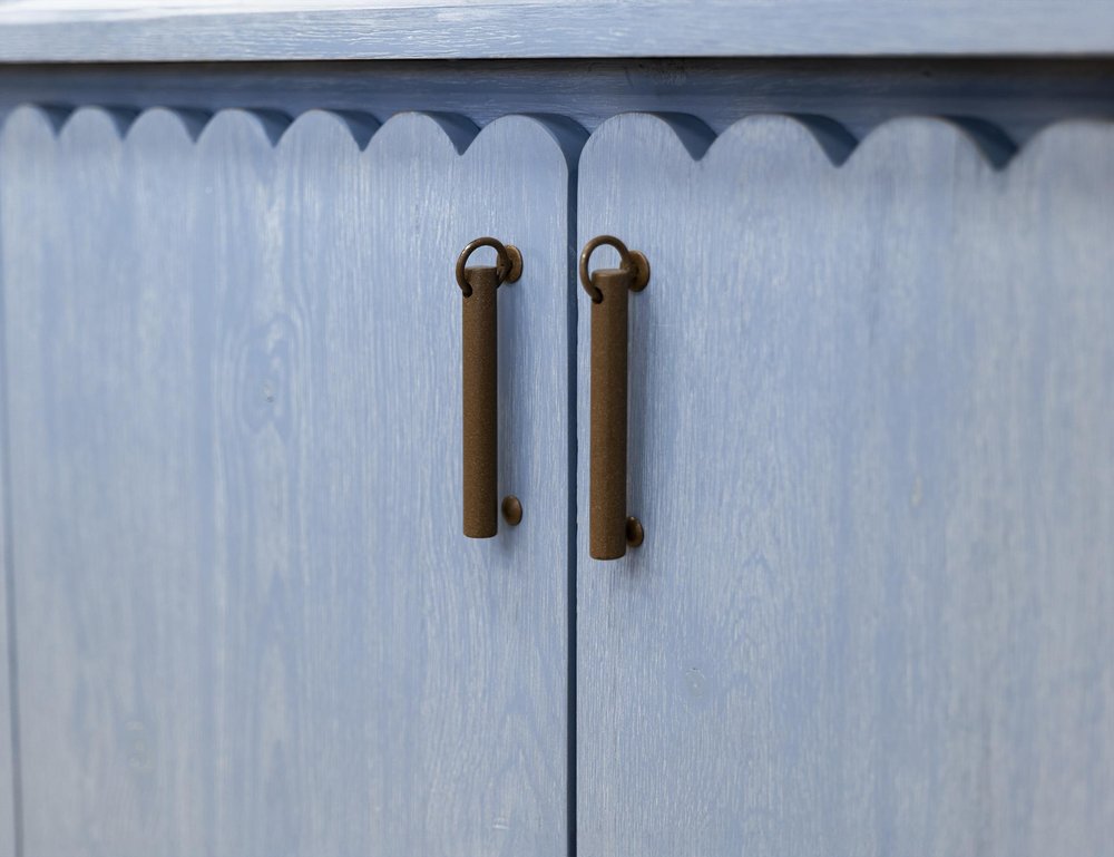 76" Light Blue Distressed Wood Credenza With Four Doors — view 5