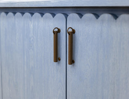 76" Light Blue Distressed Wood Credenza With Four Doors HomeRoots