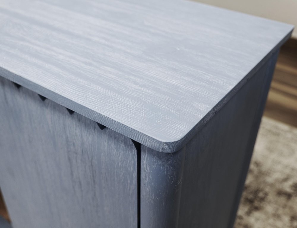 76" Light Blue Distressed Wood Credenza With Four Doors HomeRoots