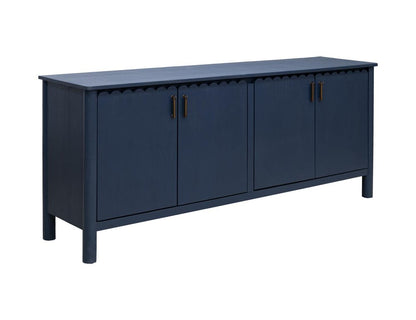 76" Dark Blue Distressed Wood Sideboard With Four Doors HomeRoots