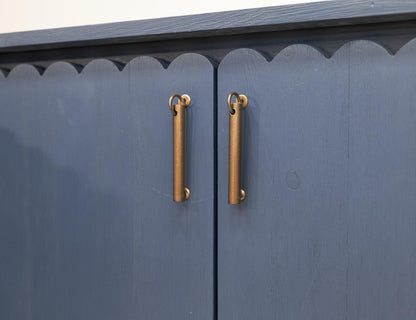 76" Dark Blue Distressed Wood Sideboard With Four Doors HomeRoots