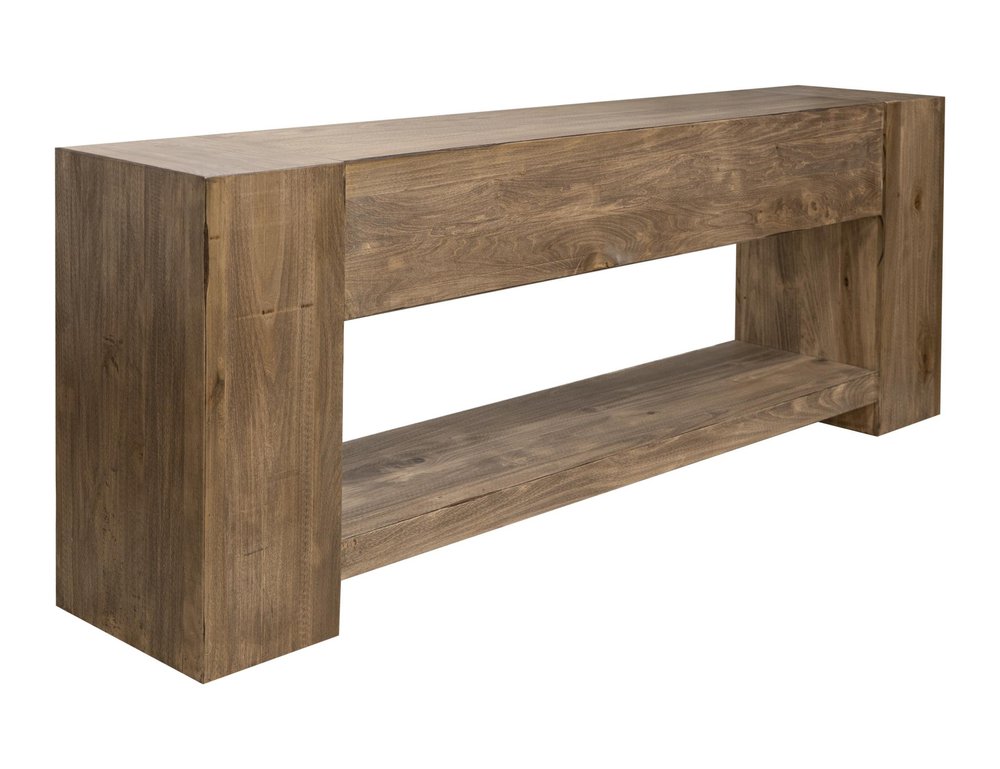 95" Dark Brown And Light Brown Distressed Wood Sideboard — view 1