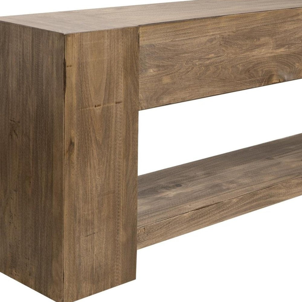 95" Dark Brown And Light Brown Distressed Wood Sideboard — view 4