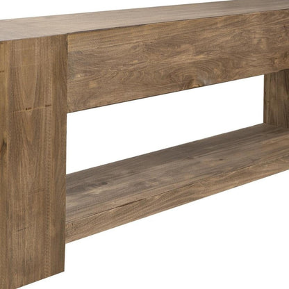 95" Dark Brown And Light Brown Distressed Wood Sideboard