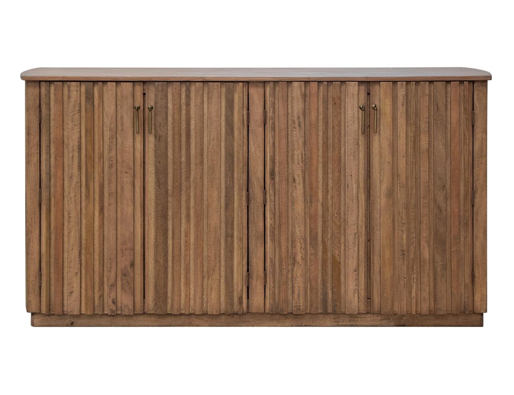 61" Brown Distressed Wood Sideboard With Four Doors HomeRoots