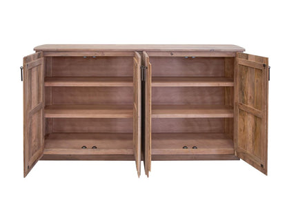 61" Brown Distressed Wood Sideboard With Four Doors HomeRoots