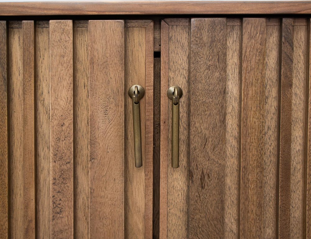 61" Brown Distressed Wood Sideboard With Four Doors HomeRoots