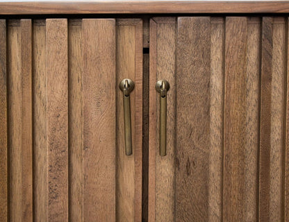 61" Brown Distressed Wood Sideboard With Four Doors HomeRoots
