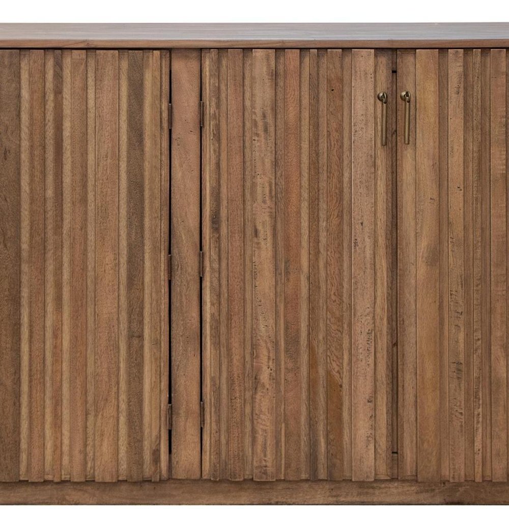 61" Brown Distressed Wood Sideboard With Four Doors HomeRoots