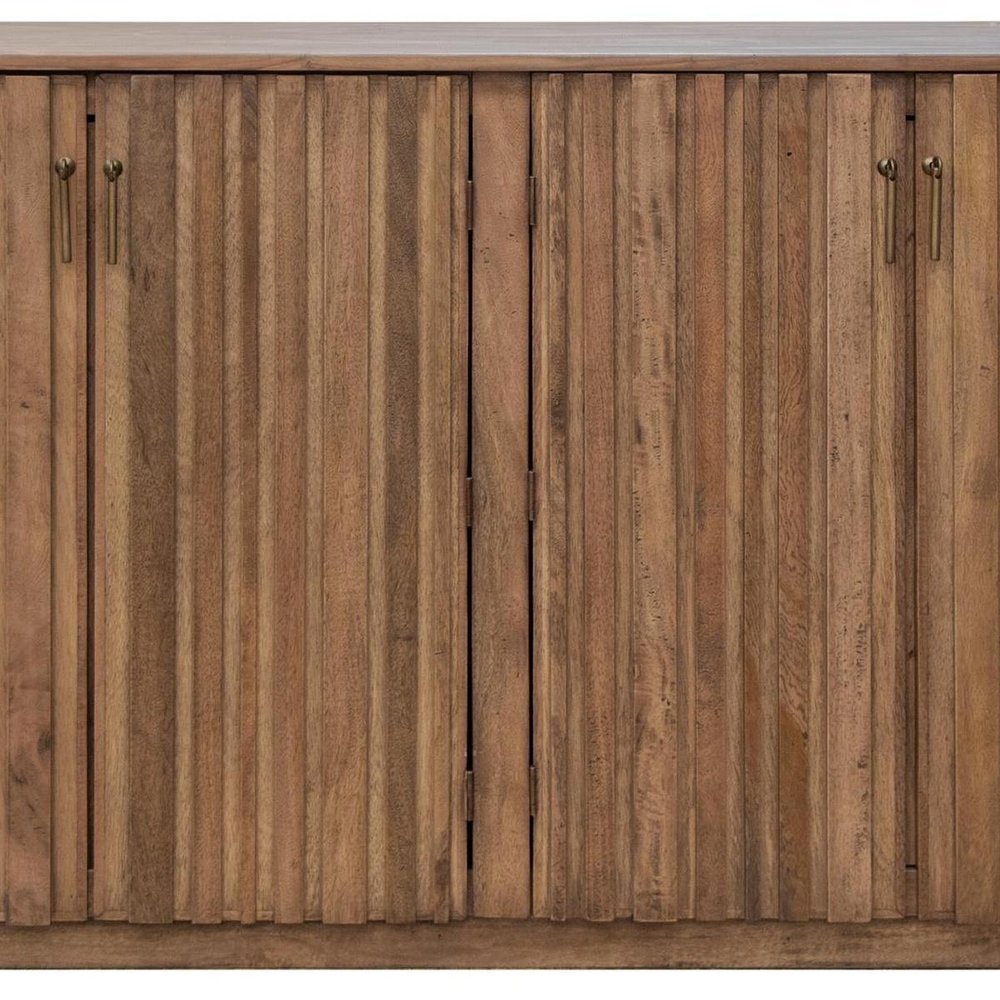 61" Brown Distressed Wood Sideboard With Four Doors HomeRoots