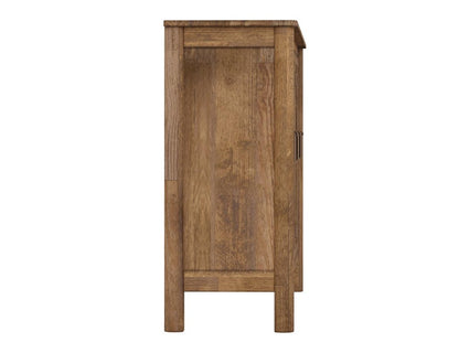 73" Brown Distressed Wood Sideboard With Six Glass Doors HomeRoots