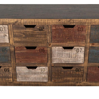 61" Brown Distressed Wood 12 Drawer Sideboard HomeRoots